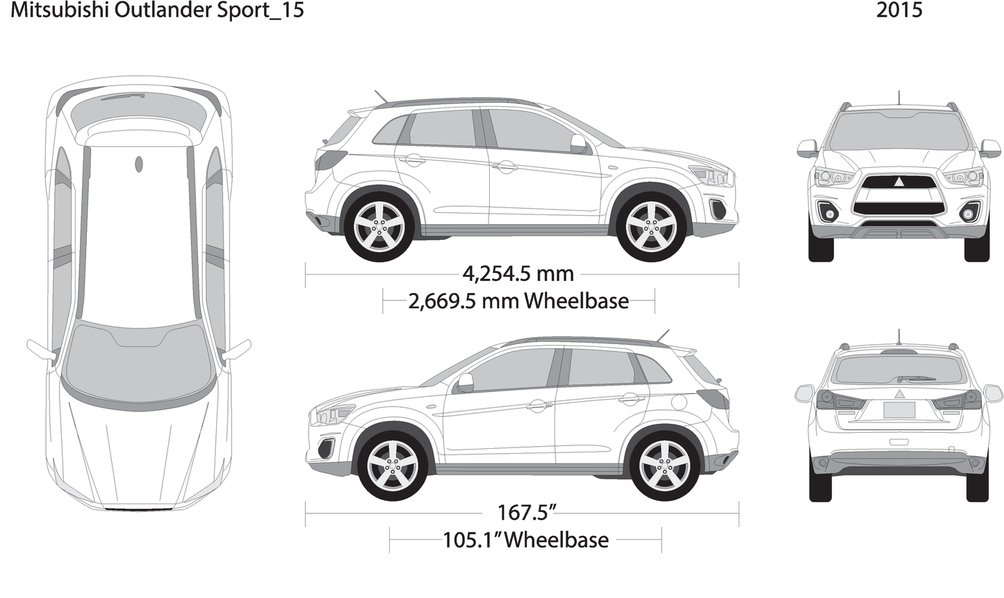 2015 Mitsubishi Outlander Sport V15 Vehicle Wrap Template