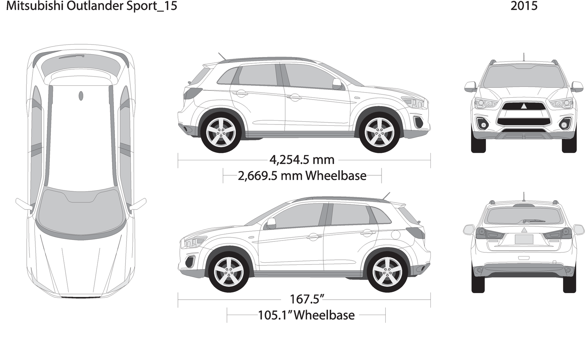 2015 Mitsubishi Outlander Sport V15 Vehicle Wrap Template