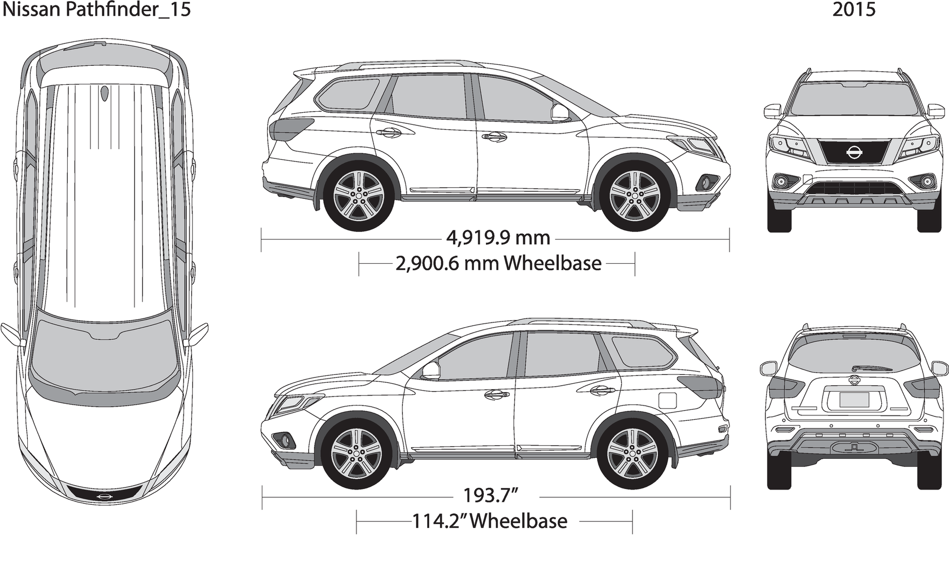 2015 Nissan Pathfinder V15 Vehicle Wrap Template