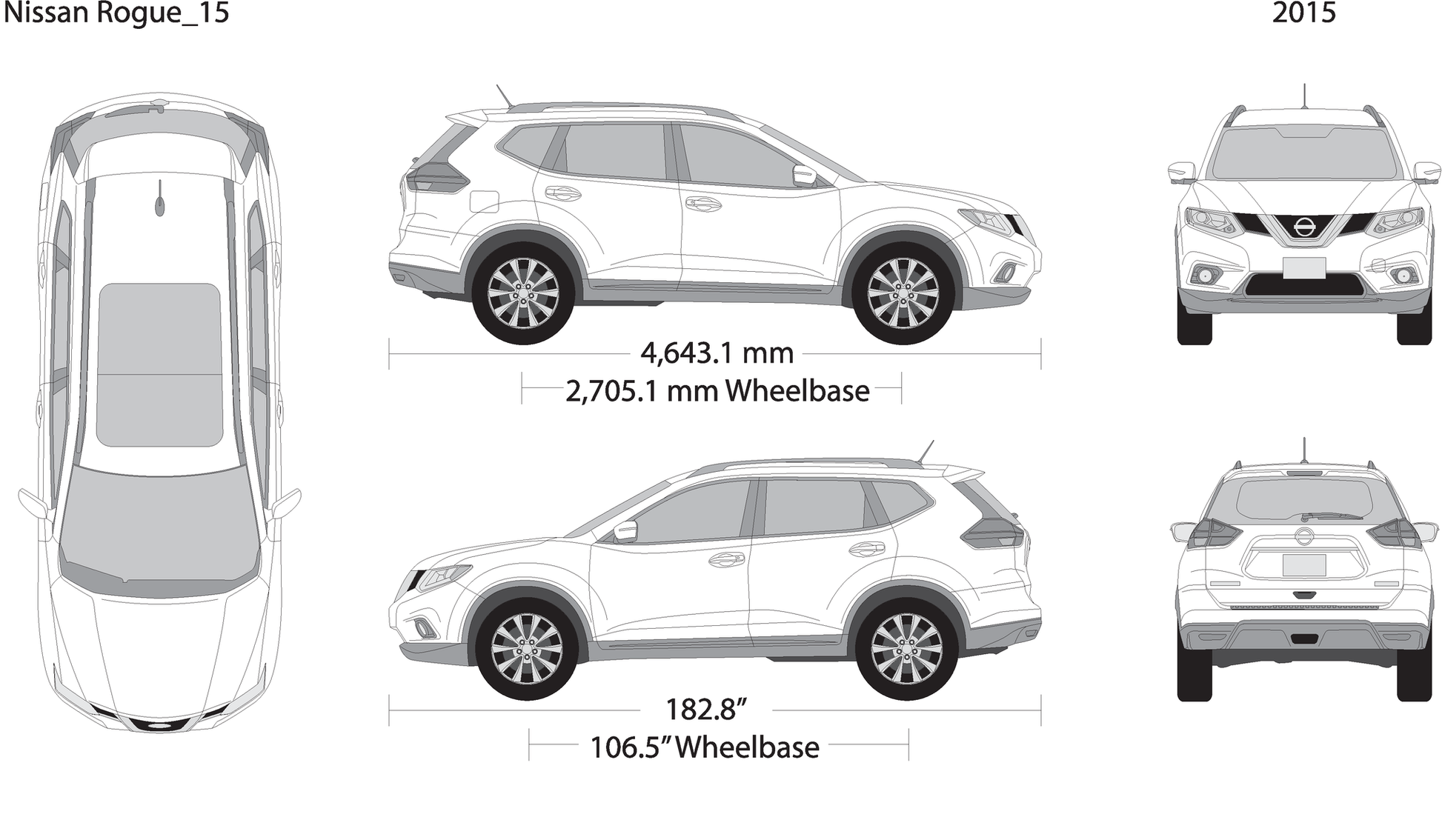 2015 Nissan Rogue V15 Vehicle Wrap Template