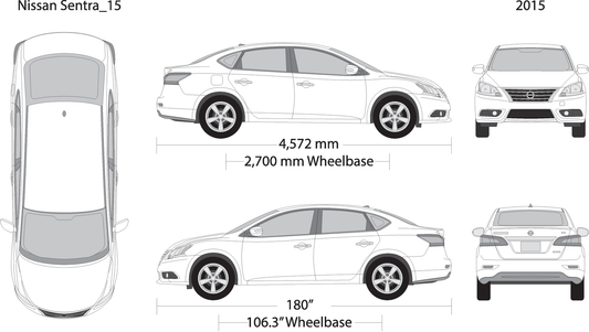 2015 Nissan Sentra V15 Vehicle Wrap Template