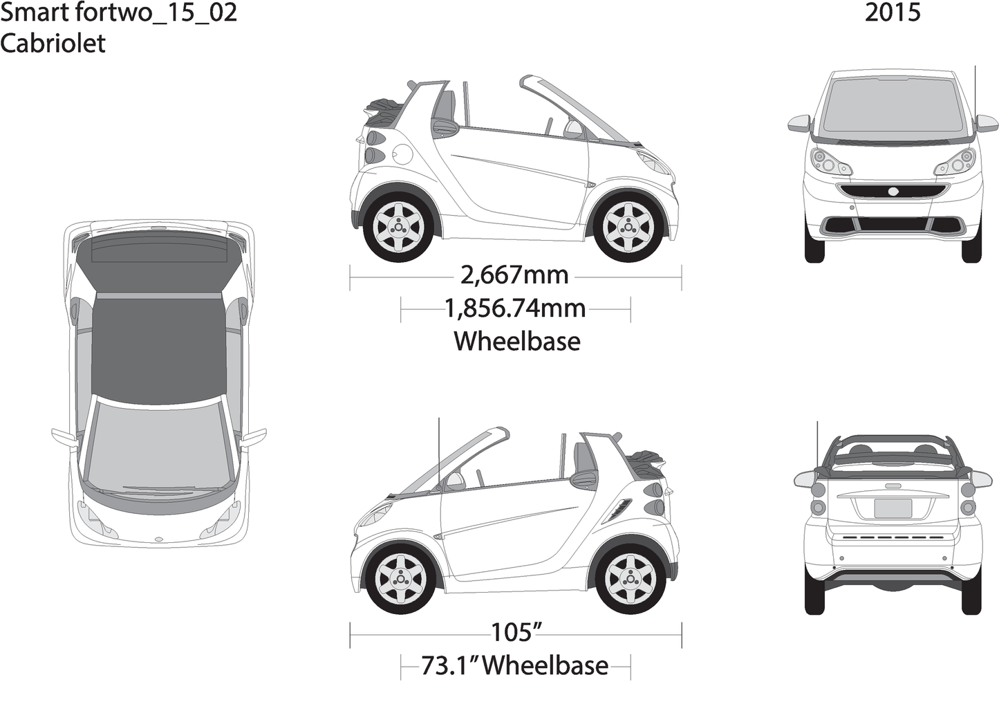 2015 Smart Fortwo Cabriolet V02 Vehicle Wrap Template