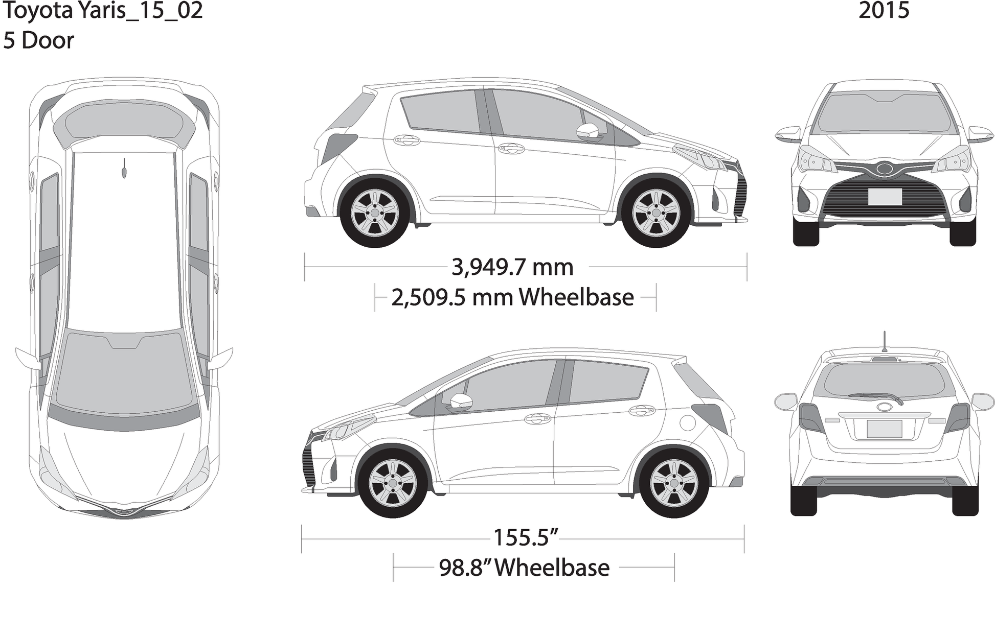 2015 Toyota Yaris V02 Vehicle Wrap Template