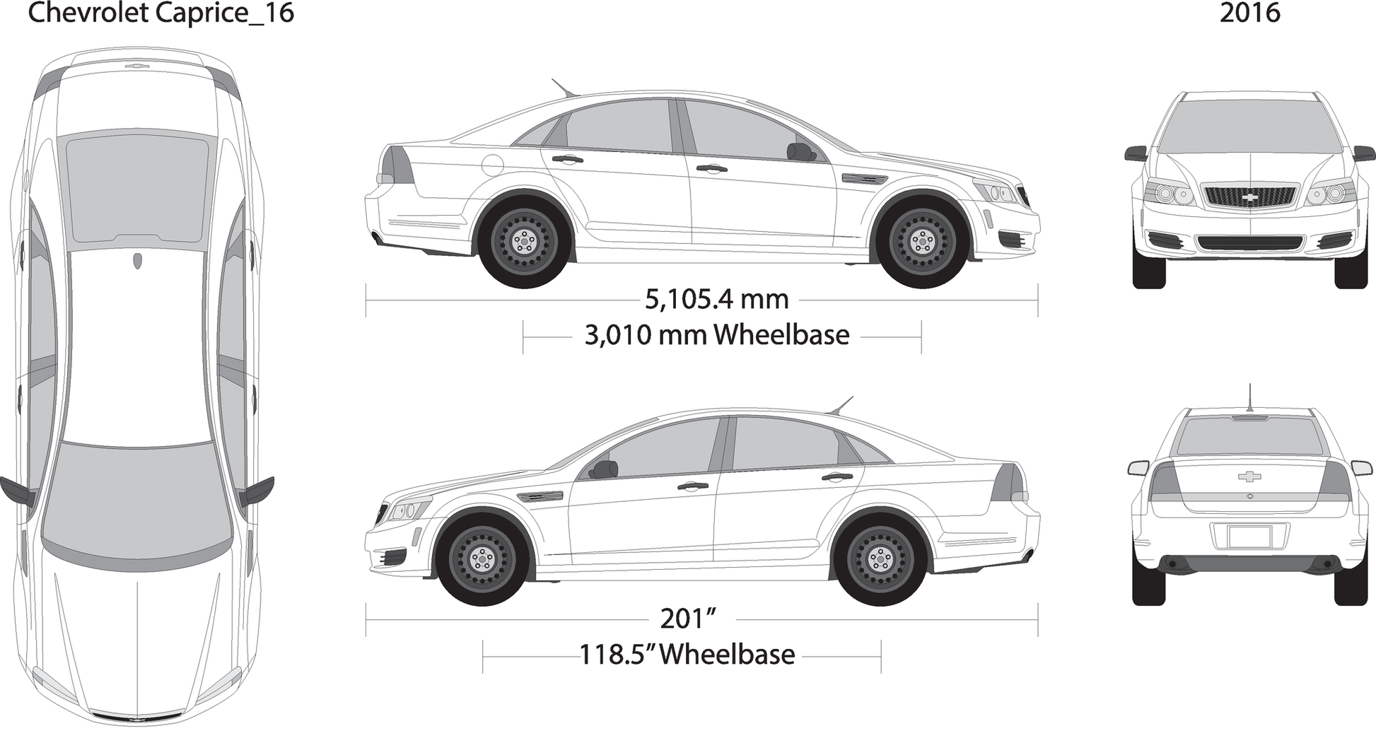 2016 Chevy Caprice V16 Vehicle Wrap Template