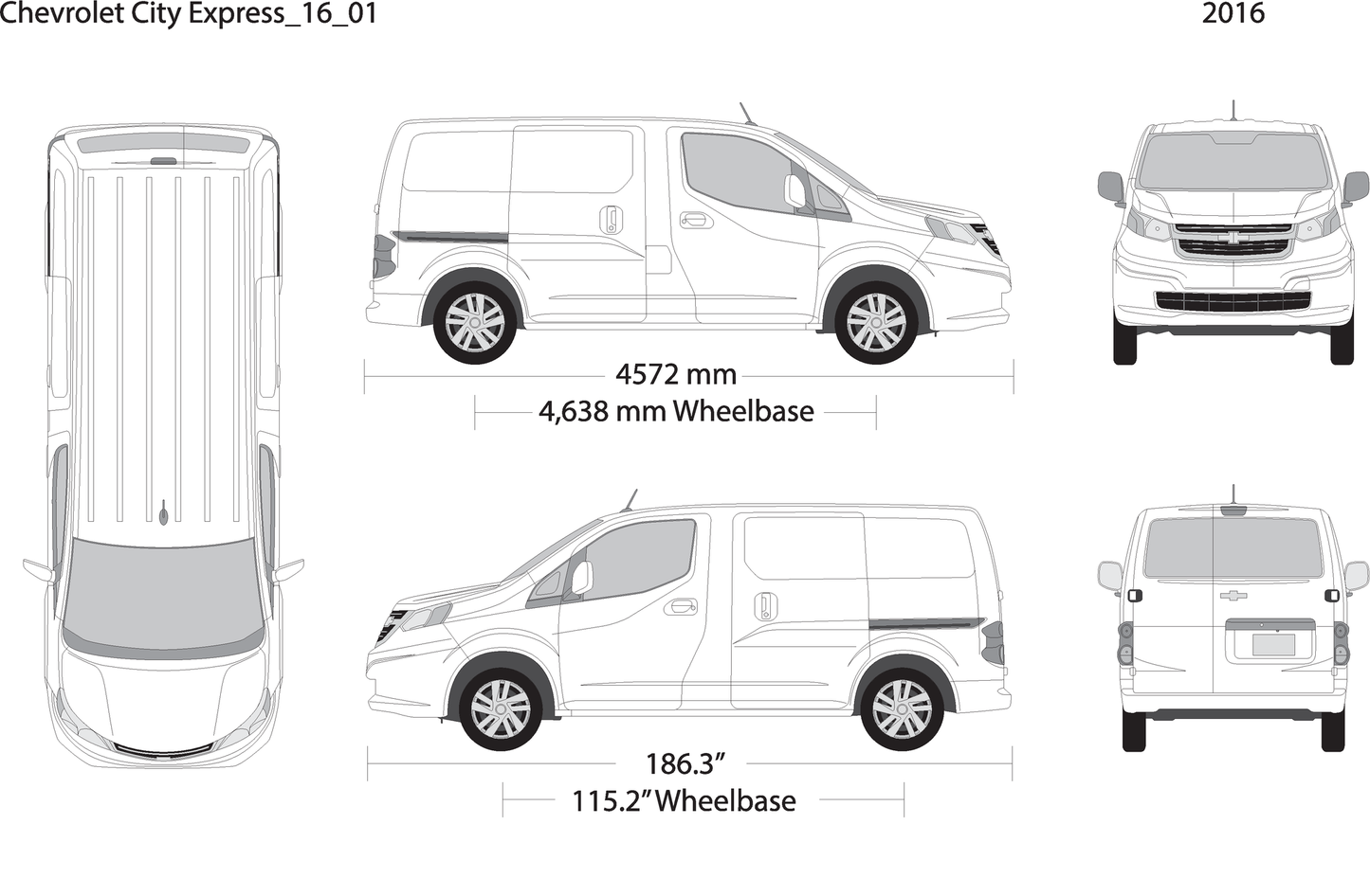 2016 Chevy City Express V01 Vehicle Wrap Template