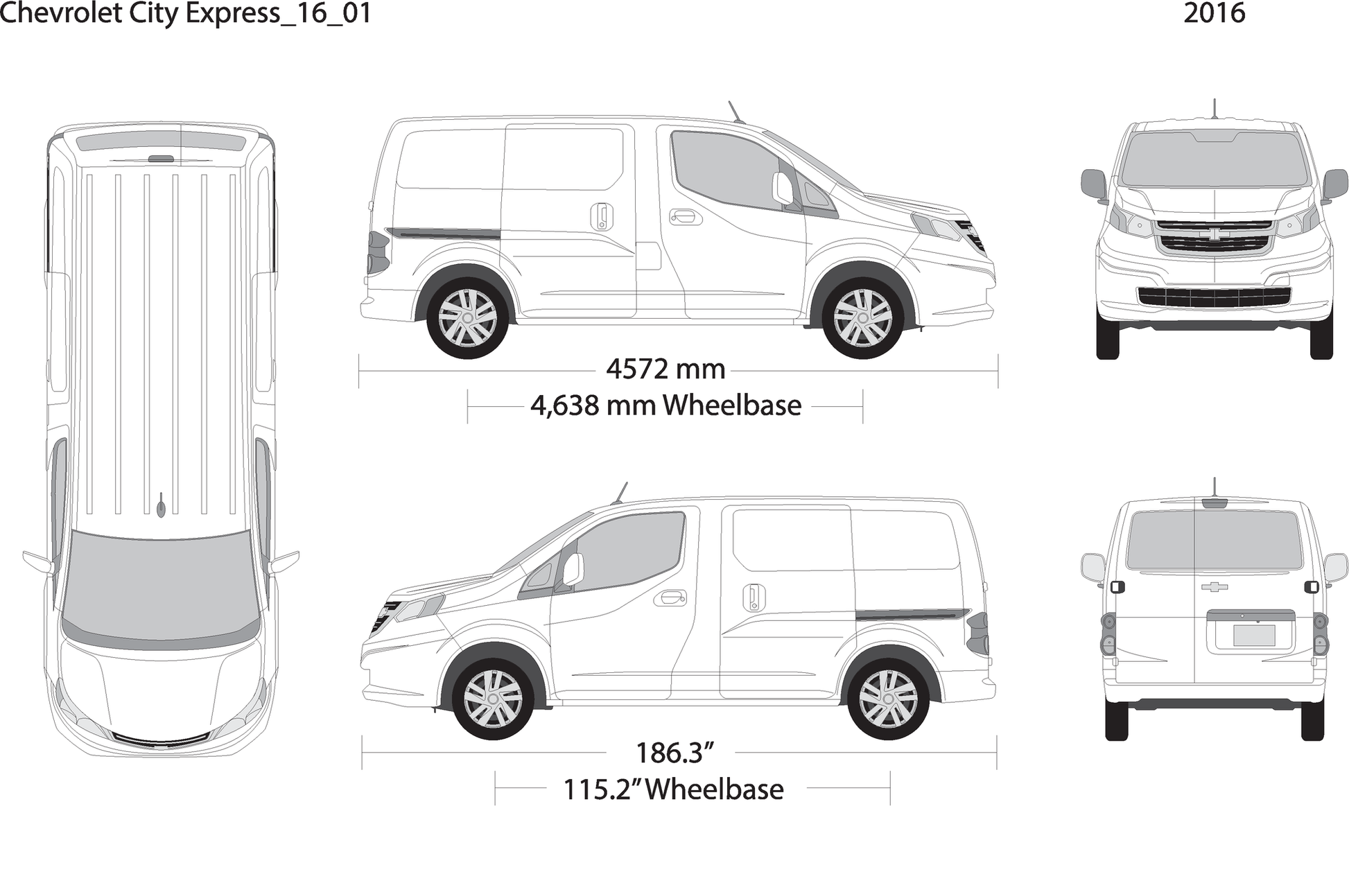 2016 Chevy City Express V01 Vehicle Wrap Template