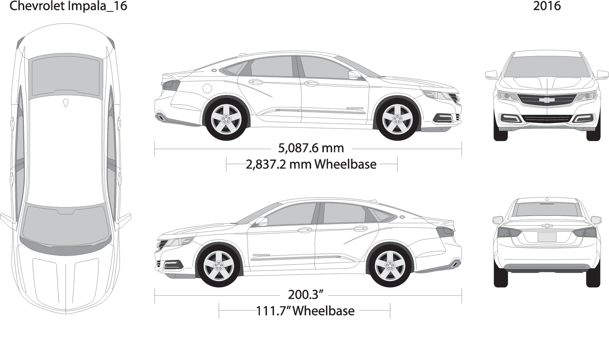 2016 Chevy Impala V16 Vehicle Wrap Template