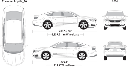 2016 Chevy Impala V16 Vehicle Wrap Template