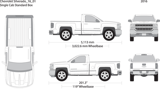 2016 Chevy Silverado 1500 V01 Vehicle Wrap Template