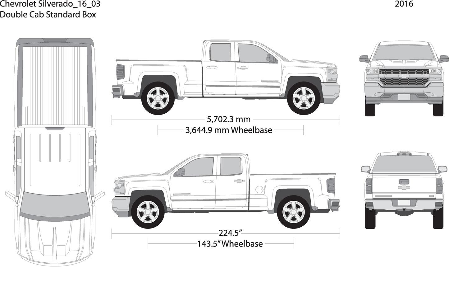 2016 Chevy Silverado 1500 V03 Vehicle Wrap Template