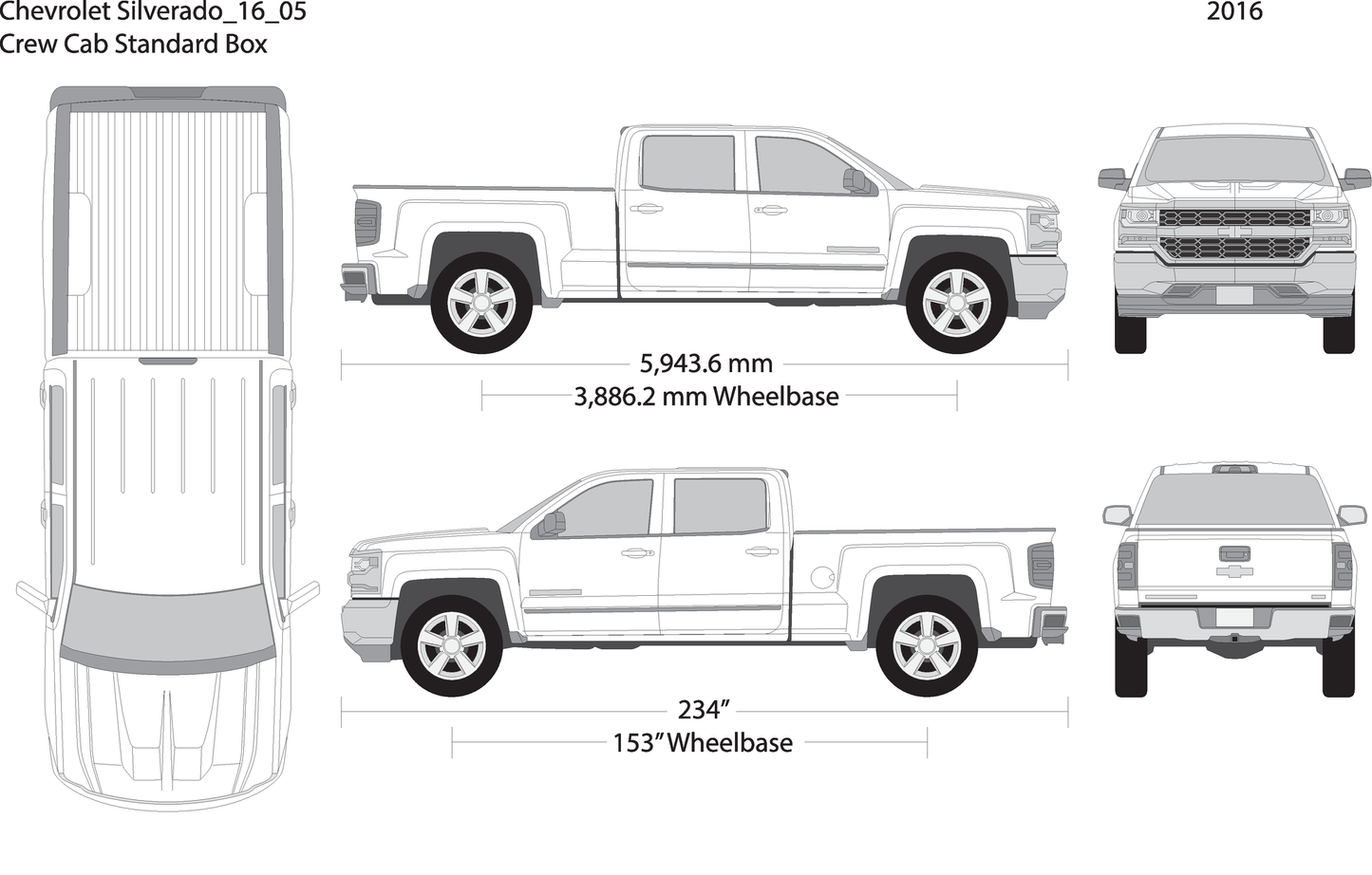 2016 Chevy Silverado 1500 V05 Vehicle Wrap Template