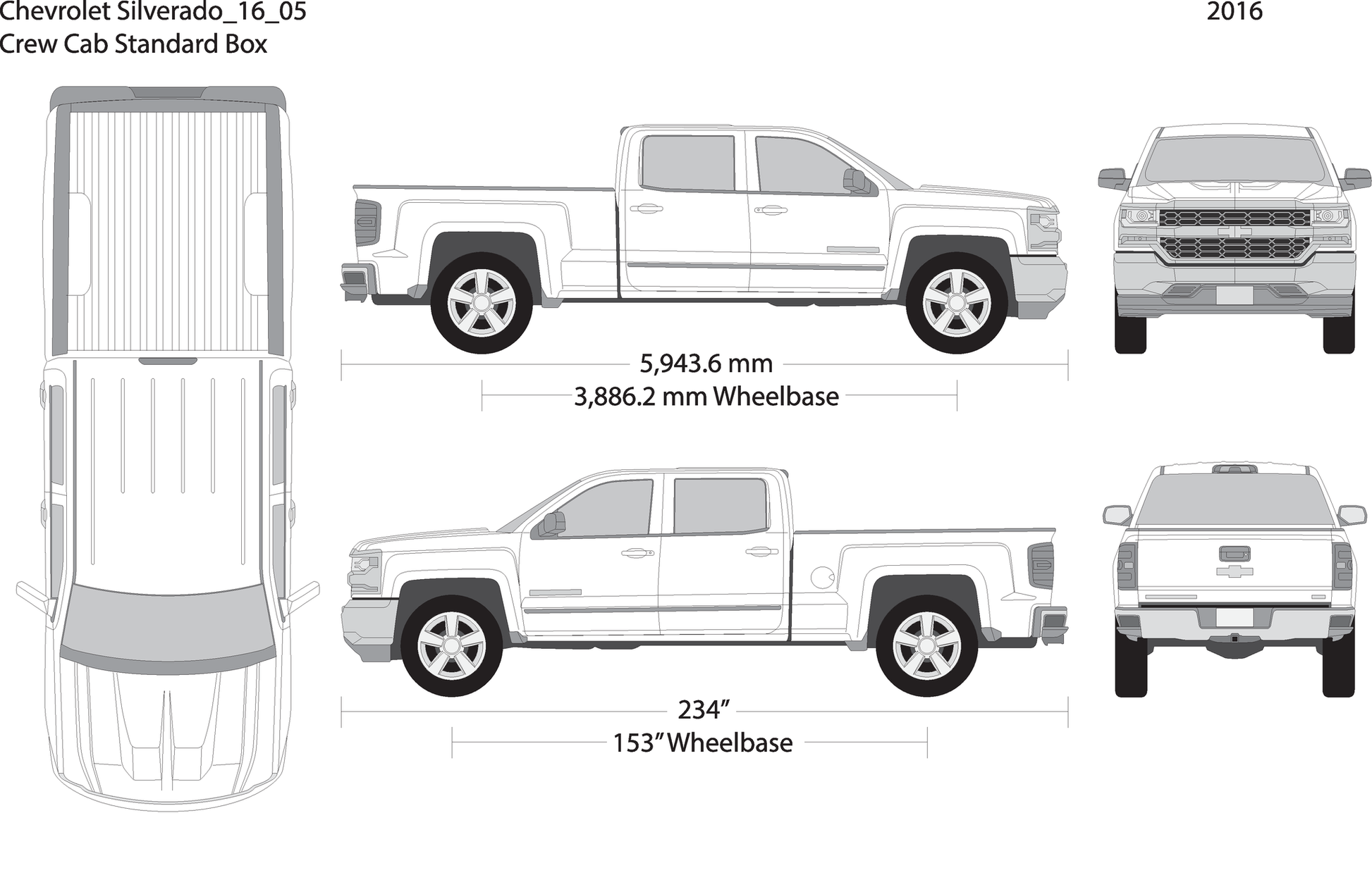 2016 Chevy Silverado 1500 V05 Vehicle Wrap Template