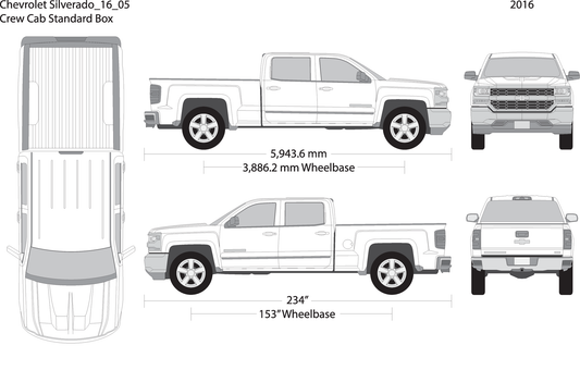 2016 Chevy Silverado 1500 V05 Vehicle Wrap Template