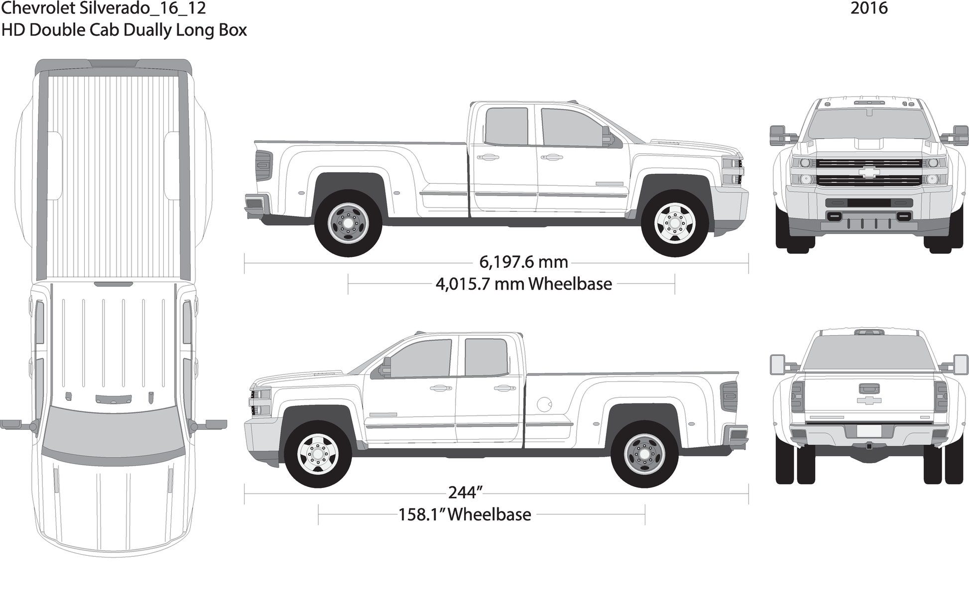 2016 Chevy Silverado 2500 3500 Hd V12 Vehicle Wrap Template