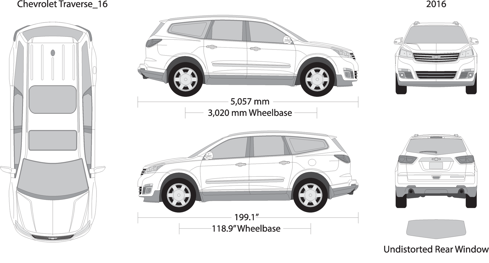 2016 Chevy Traverse V16 Vehicle Wrap Template