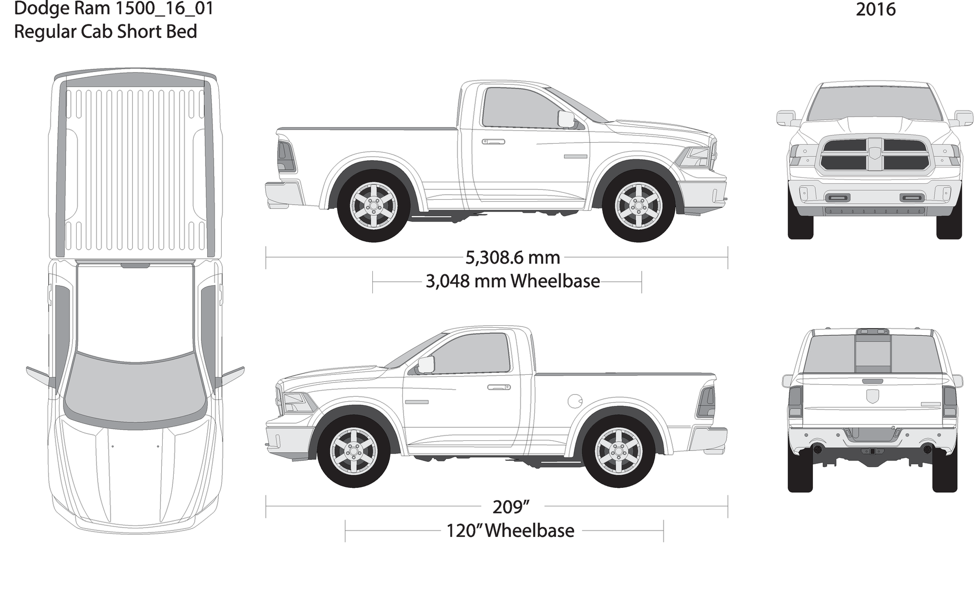 2016 Dodge Ram 1500 V01 Vehicle Wrap Template