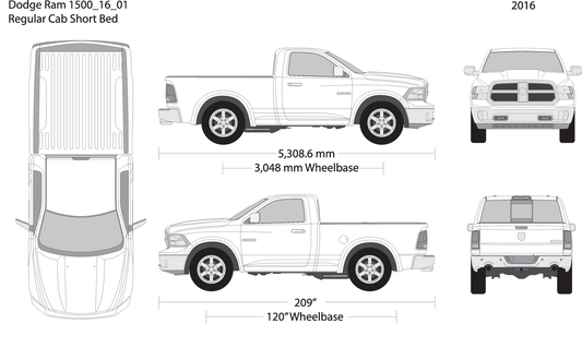 2016 Dodge Ram 1500 V01 Vehicle Wrap Template