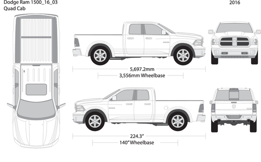 2016 Dodge Ram 1500 V03 Vehicle Wrap Template