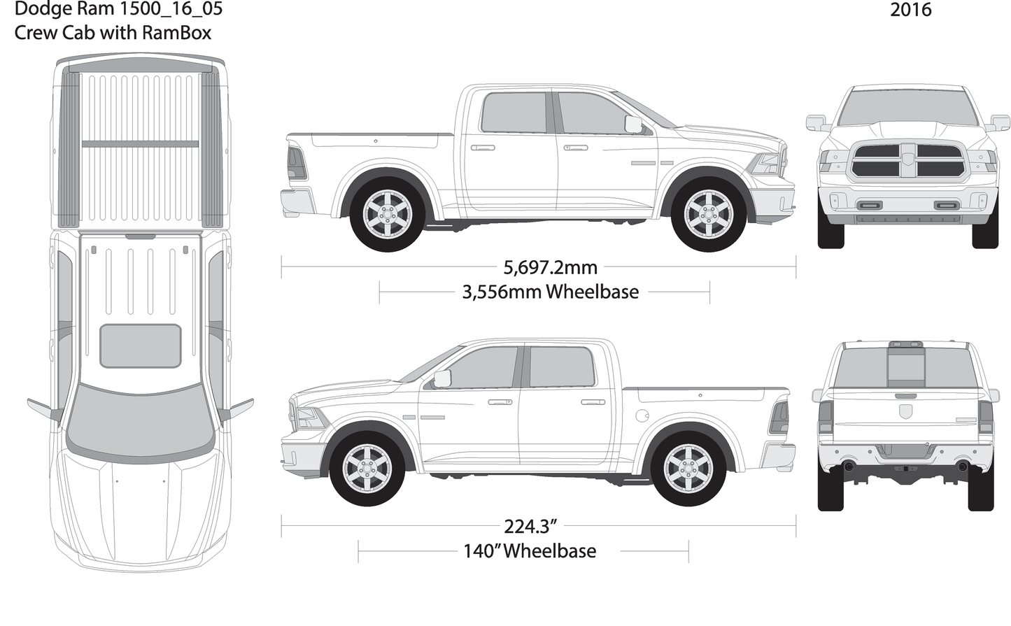 2016 Dodge Ram 1500 V05 Vehicle Wrap Template