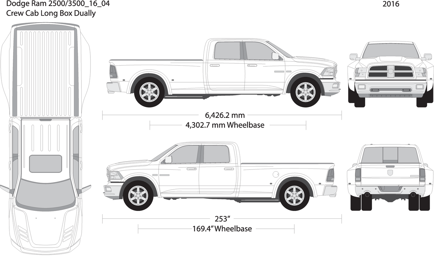 2016 Dodge Ram 2500 3500 V04 Vehicle Wrap Template