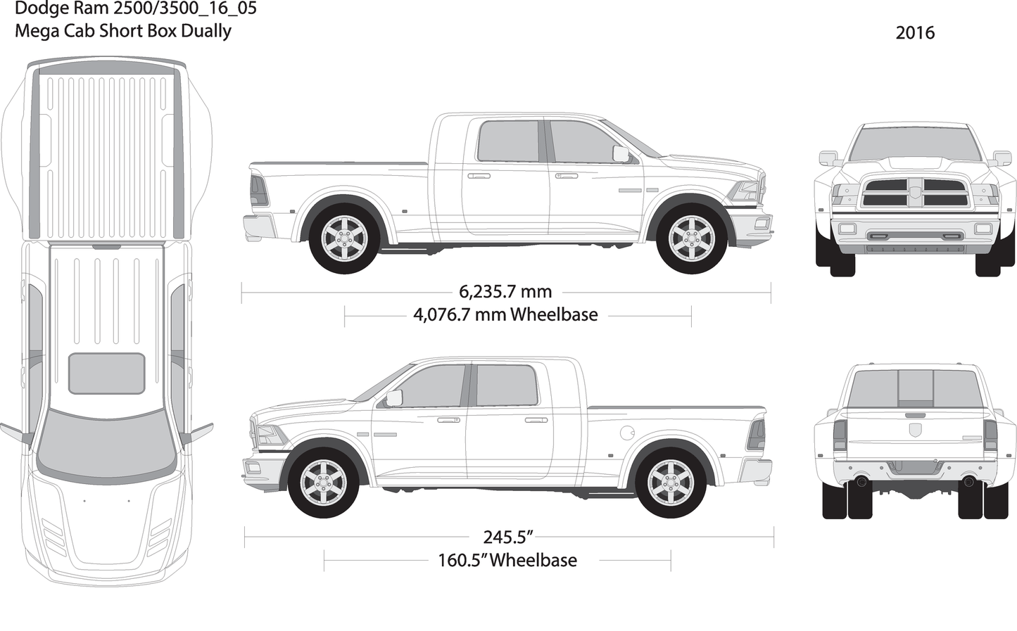 2016 Dodge Ram 2500 3500 V05 Vehicle Wrap Template