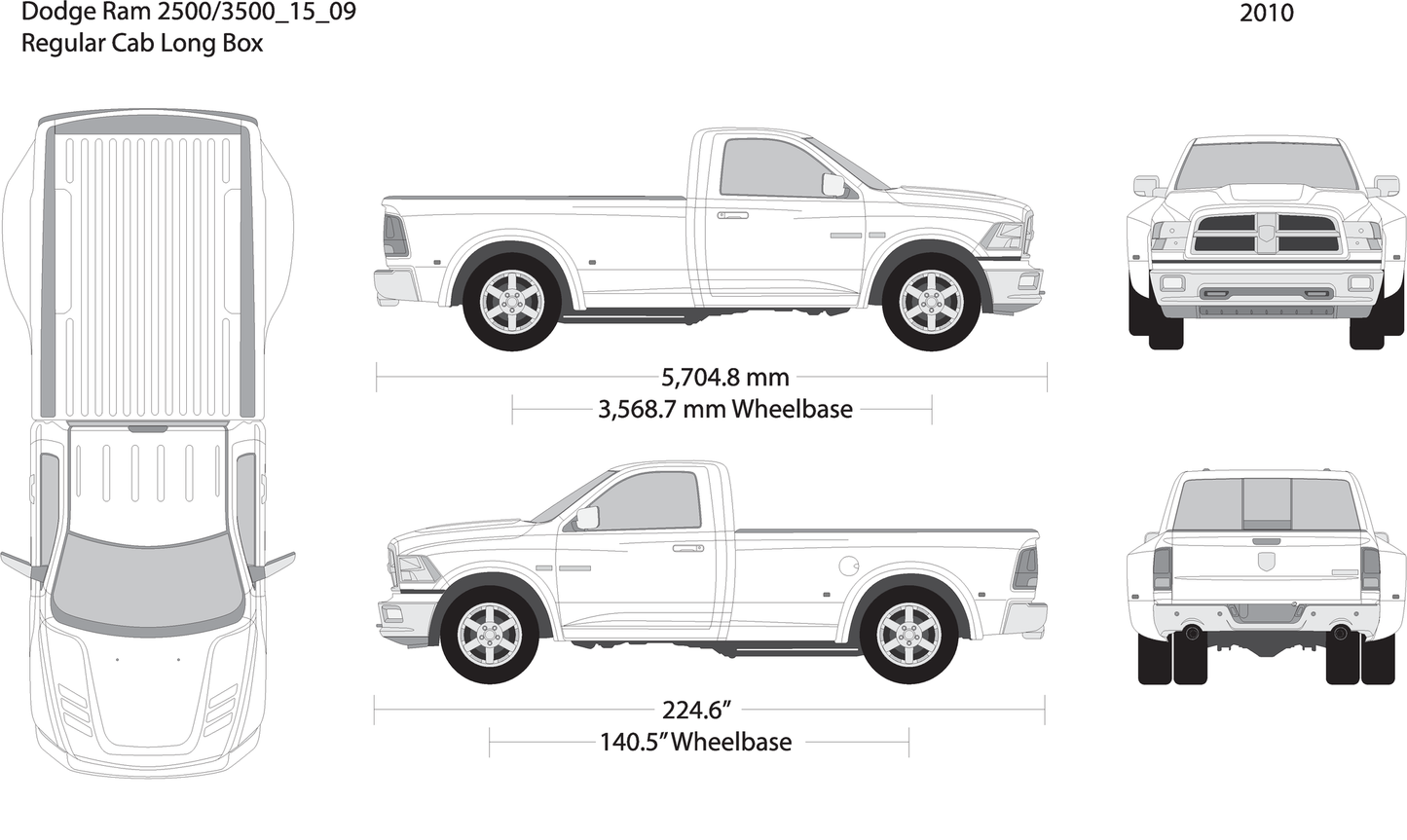 2016 Dodge Ram 2500 3500 V10 Vehicle Wrap Template