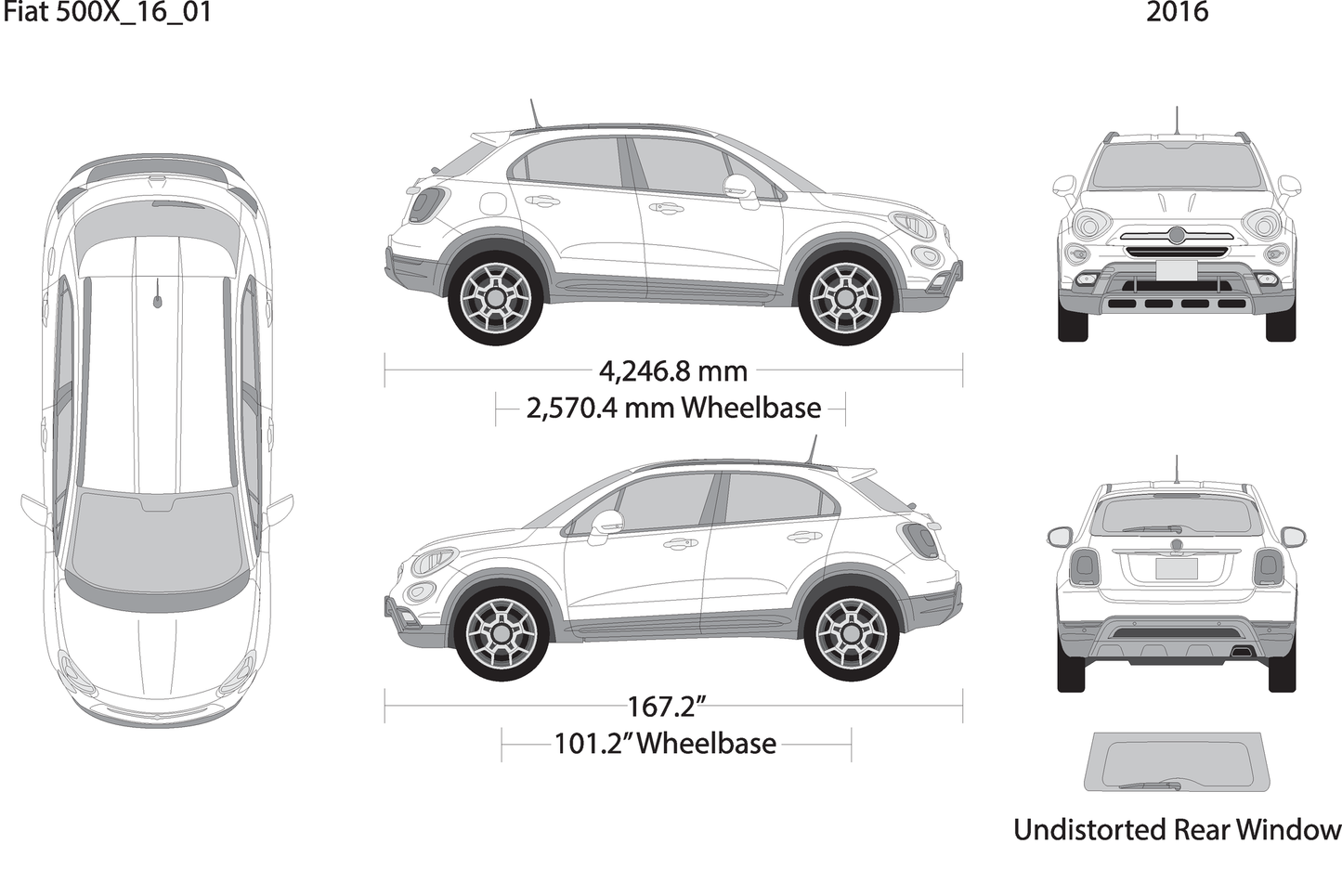 2016 Fiat 500X V01 Vehicle Wrap Template