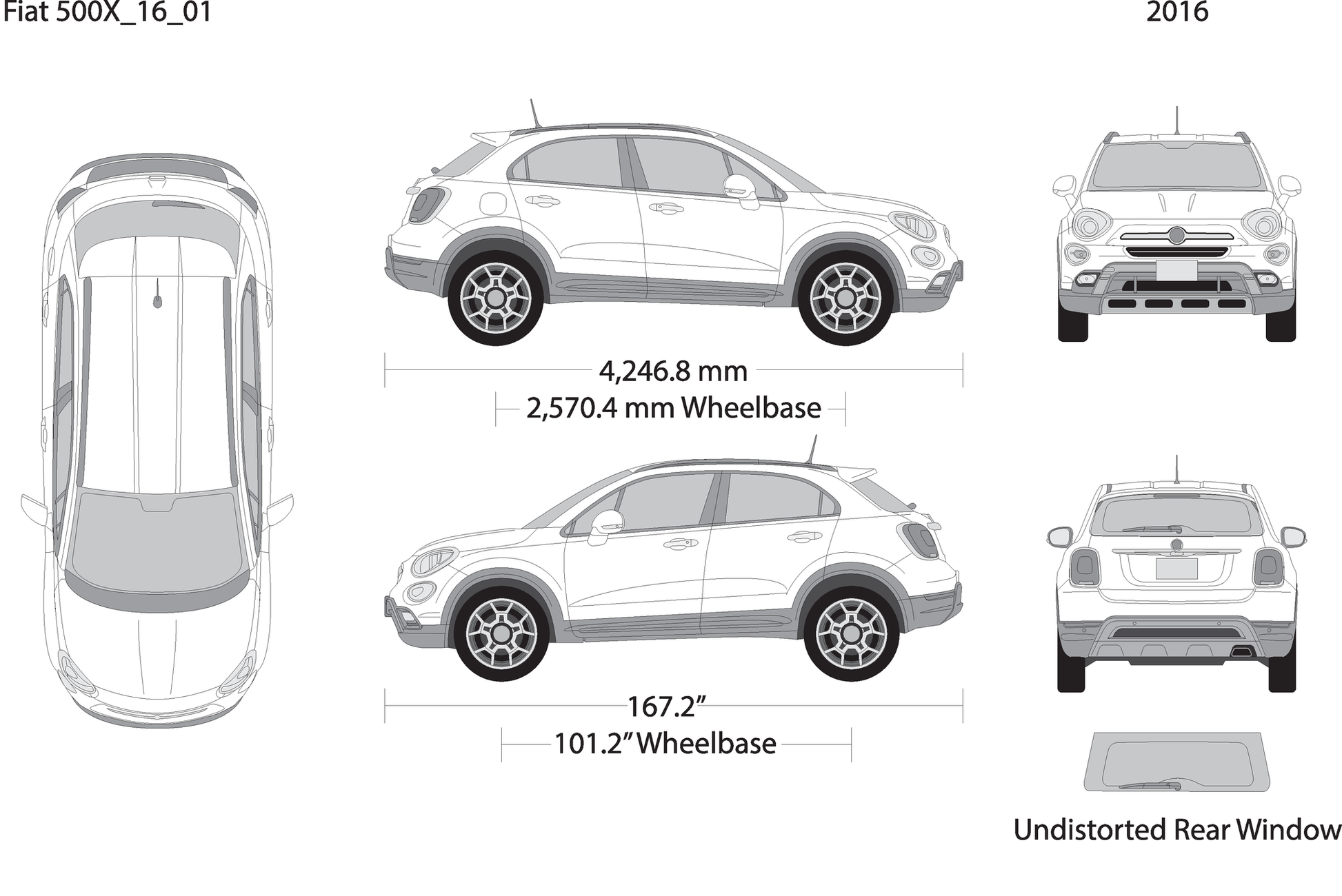 2016 Fiat 500X V01 Vehicle Wrap Template