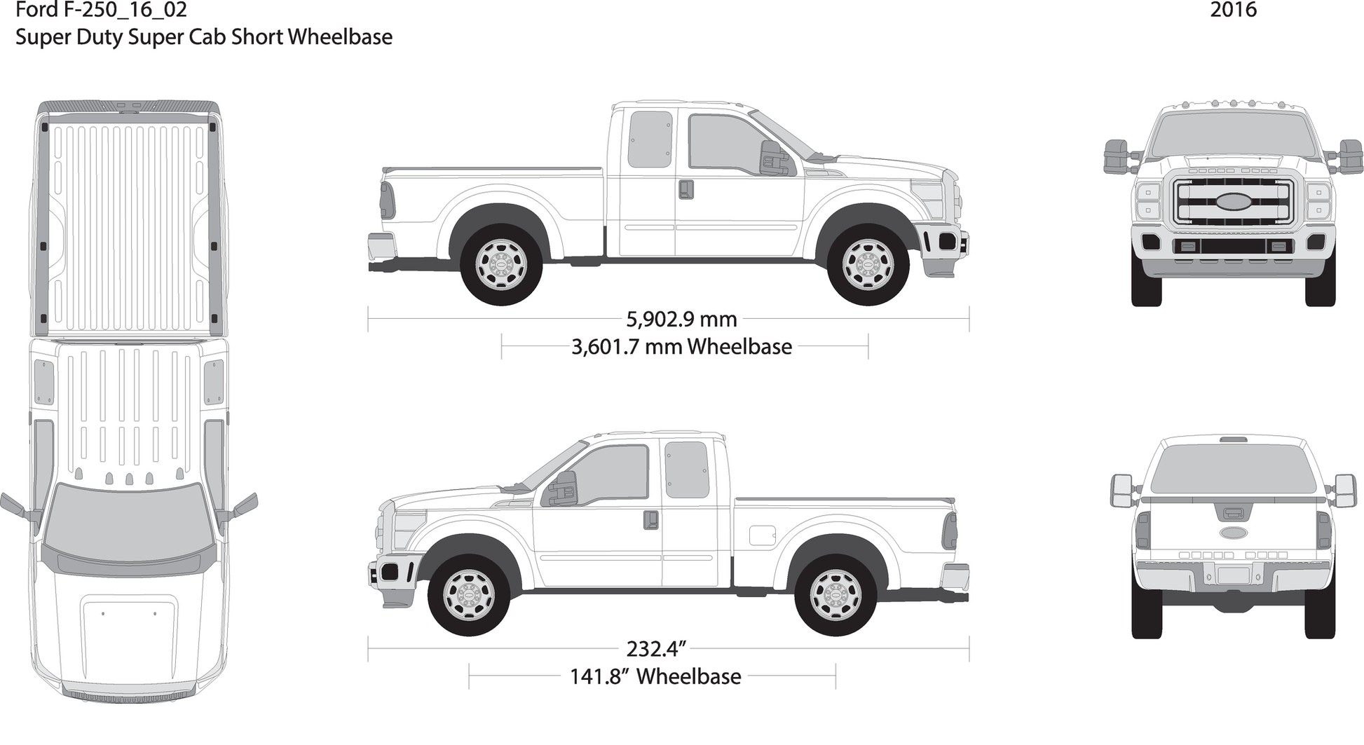 2016 Ford F 250 V02 Vehicle Wrap Template