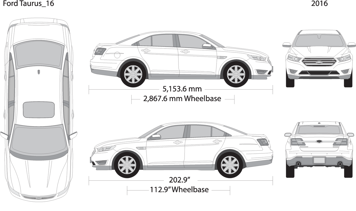 2016 Ford Taurus V16 Vehicle Wrap Template