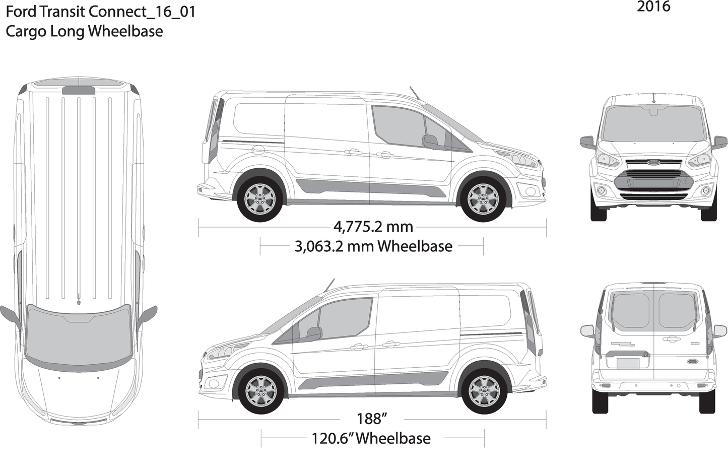 2016 Ford Transit Connect V01 Vehicle Wrap Template