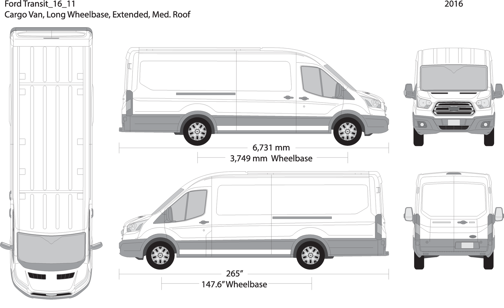 2016 Ford Transit Sliding Door V11 Vehicle Wrap Template