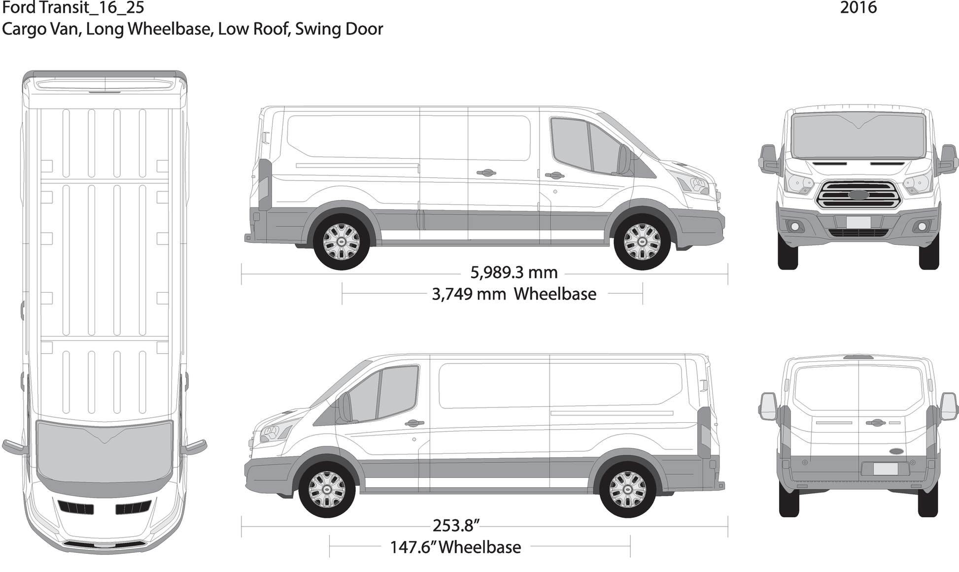 2016 Ford Transit Swing Door V25 Vehicle Wrap Template