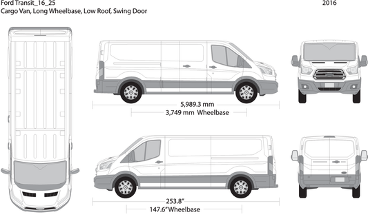 2016 Ford Transit Swing Door V25 Vehicle Wrap Template