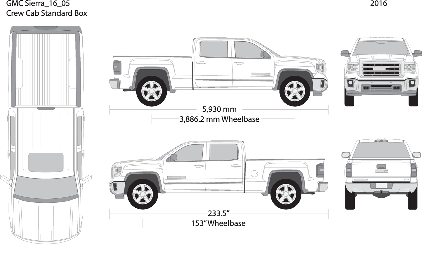2016 Gmc Sierra 1500 V05 Vehicle Wrap Template