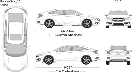 2016 Honda Civic Sedan V16 Vehicle Wrap Template