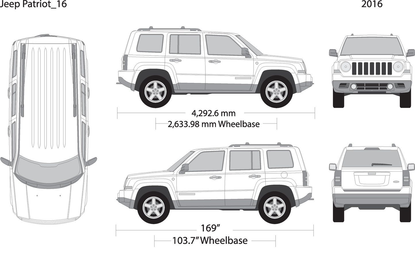 2016 Jeep Patriot V16 Vehicle Wrap Template