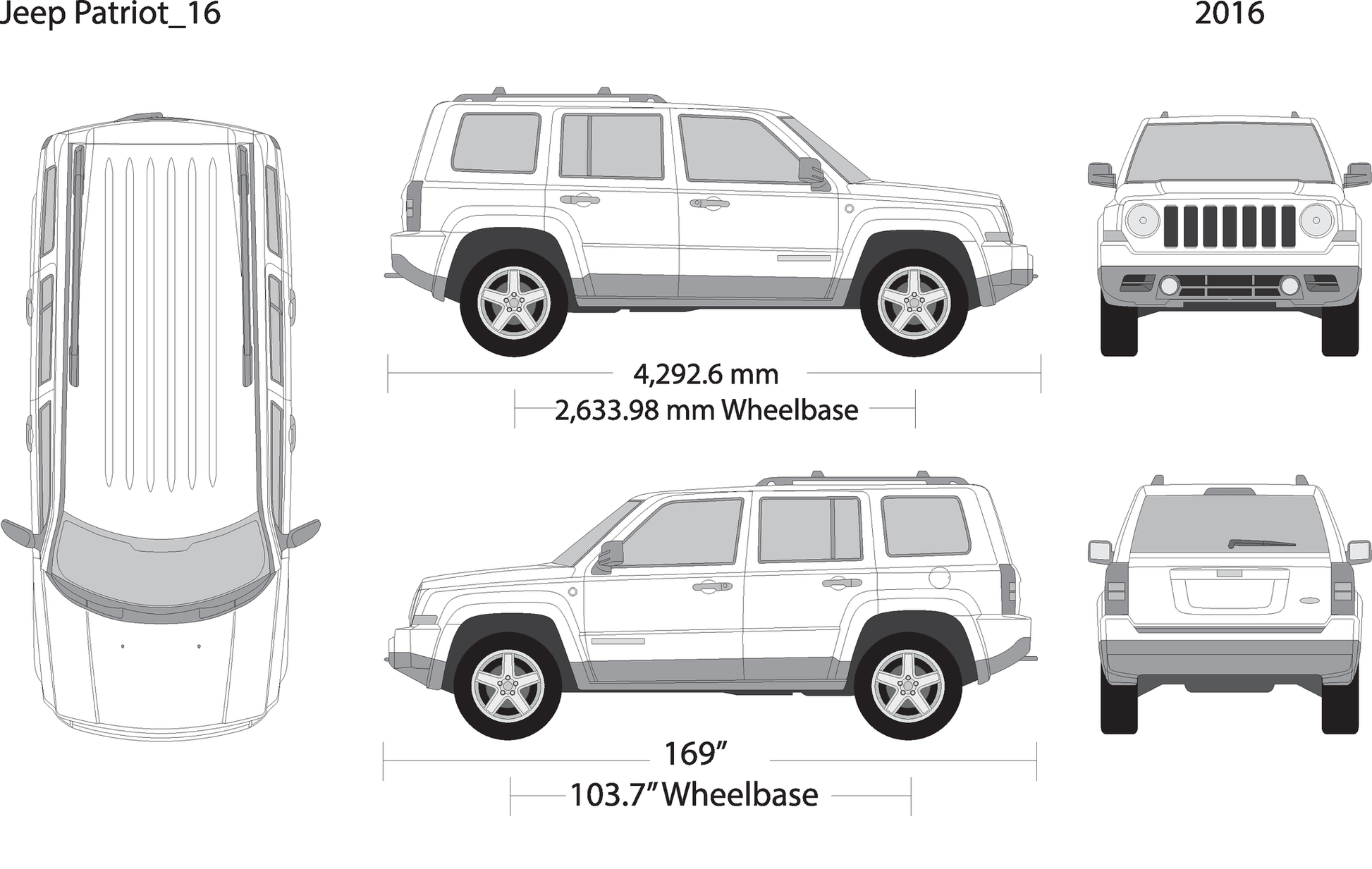2016 Jeep Patriot V16 Vehicle Wrap Template