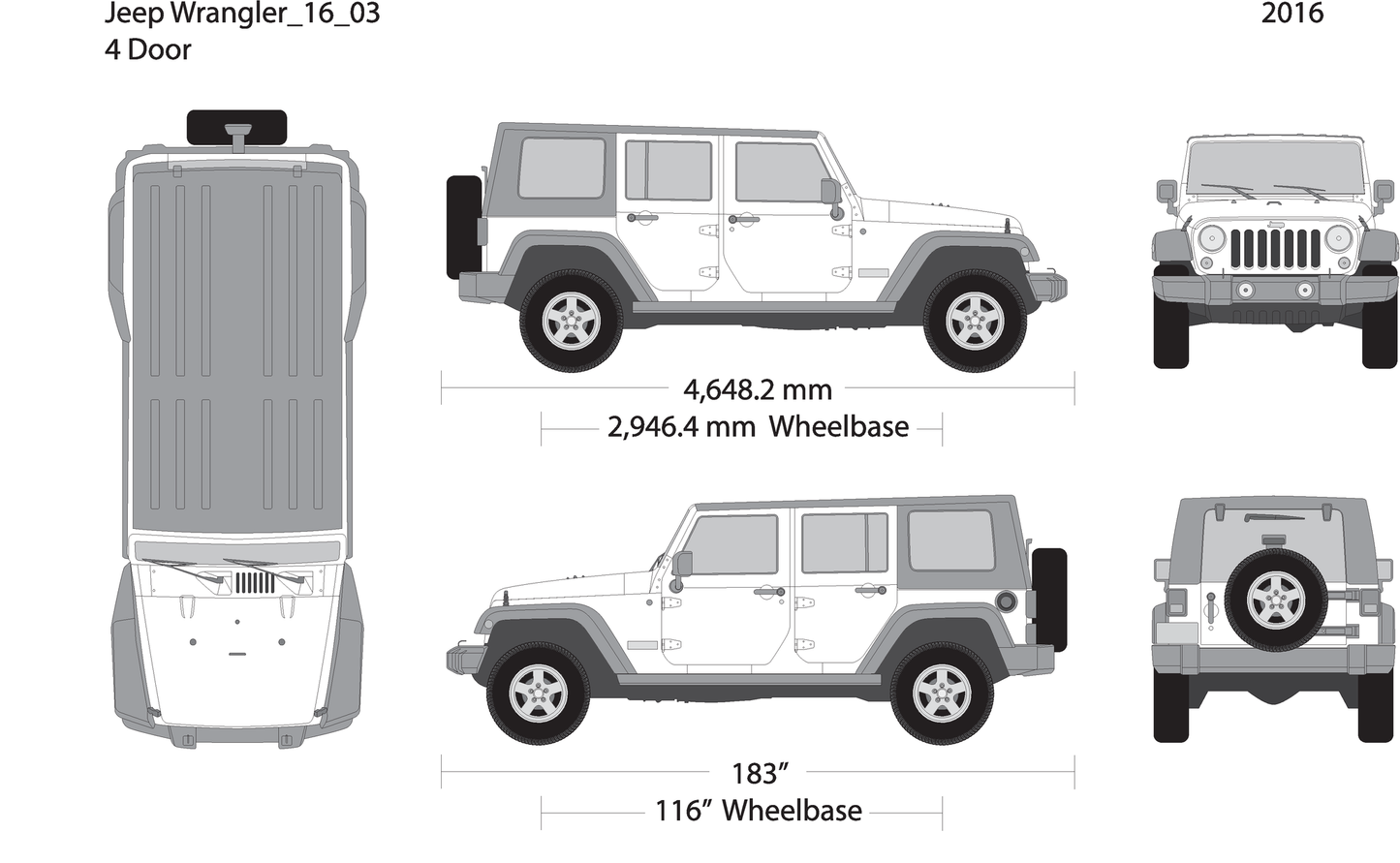 2016 Jeep Wrangler V03 Vehicle Wrap Template