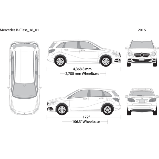 2016 Mercedes B Class V01 Vehicle Wrap Template