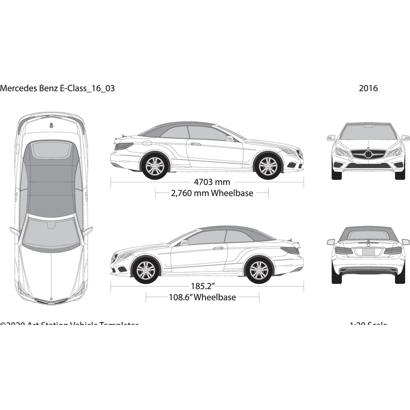 2016 Mercedes E Class V03 Vehicle Wrap Template