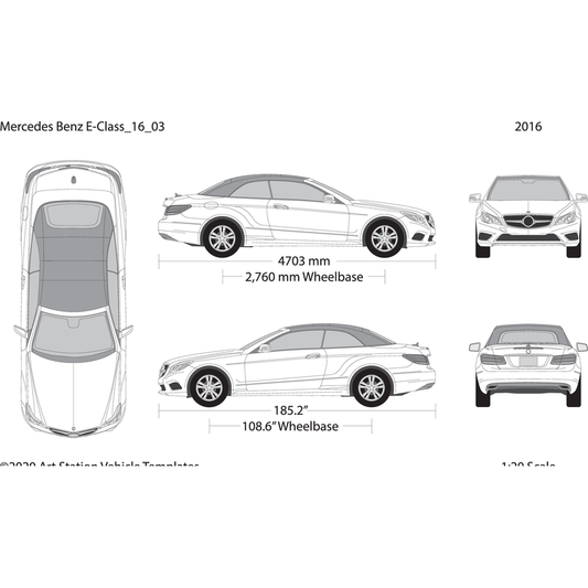 2016 Mercedes E Class V03 Vehicle Wrap Template
