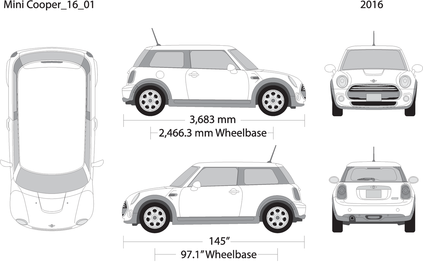 2016 Mini Cooper Mini Hardtop V01 Vehicle Wrap Template