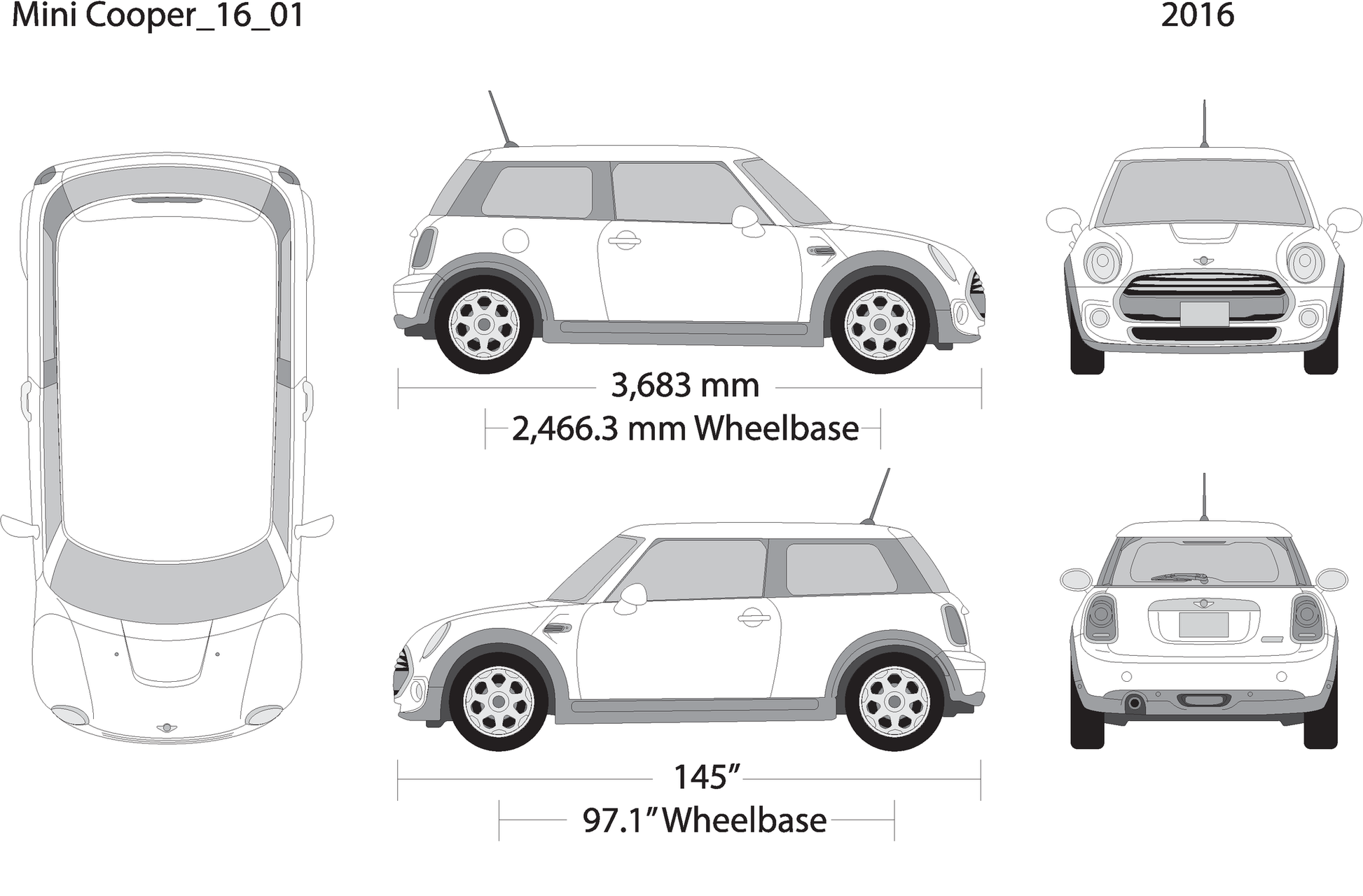2016 Mini Cooper Mini Hardtop V01 Vehicle Wrap Template
