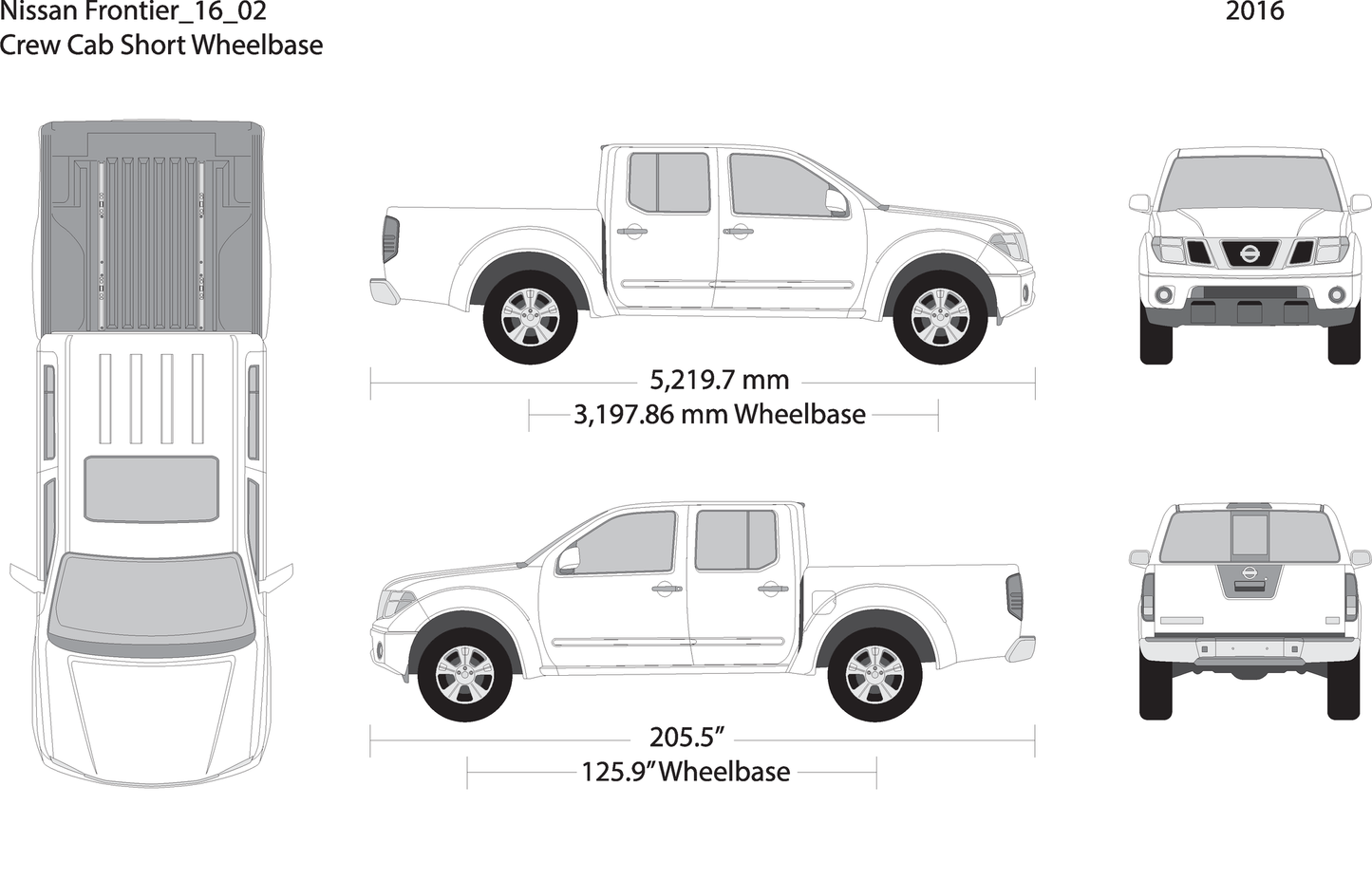 2016 Nissan Frontier Front V02 Vehicle Wrap Template