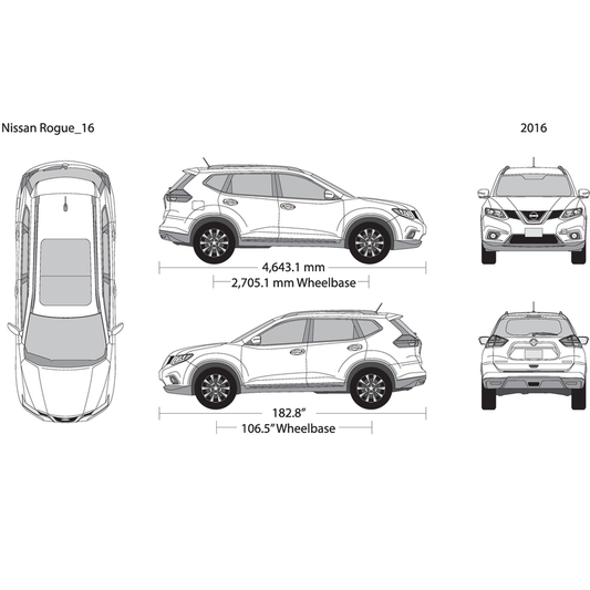 2016 Nissan Rogue V16 Vehicle Wrap Template