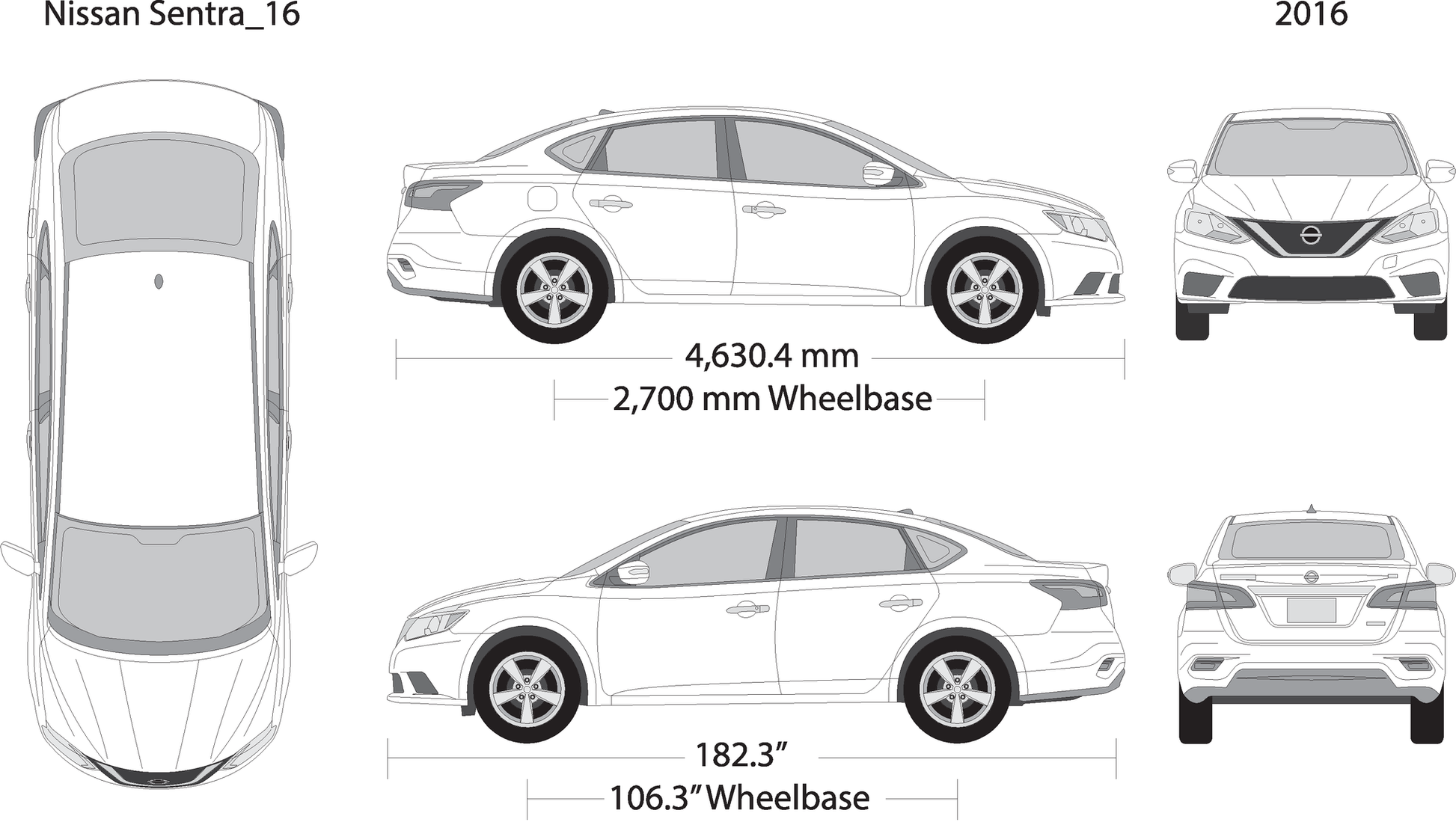 2016 Nissan Sentra V16 Vehicle Wrap Template