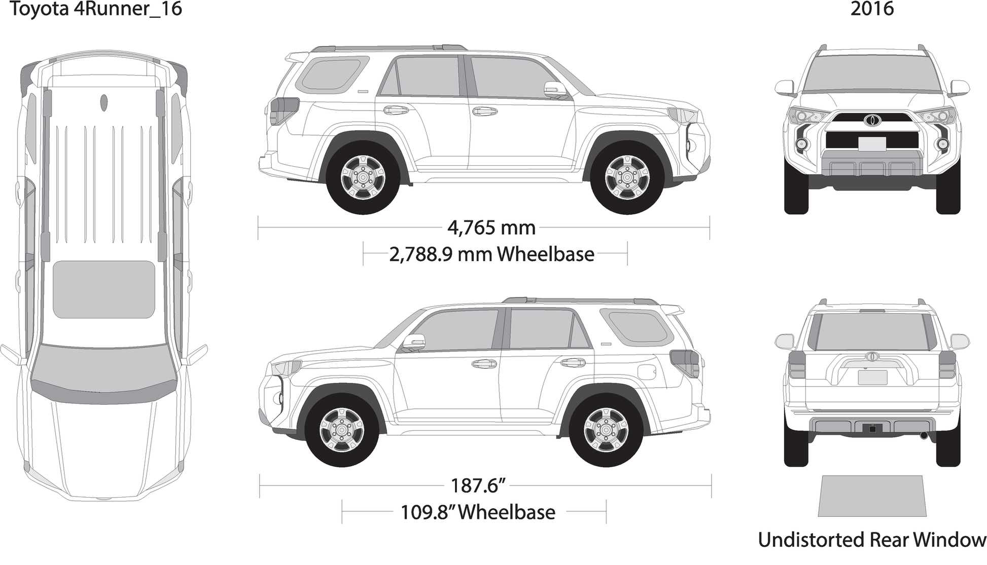 2016 Toyota 4 Runner V16 Vehicle Wrap Template