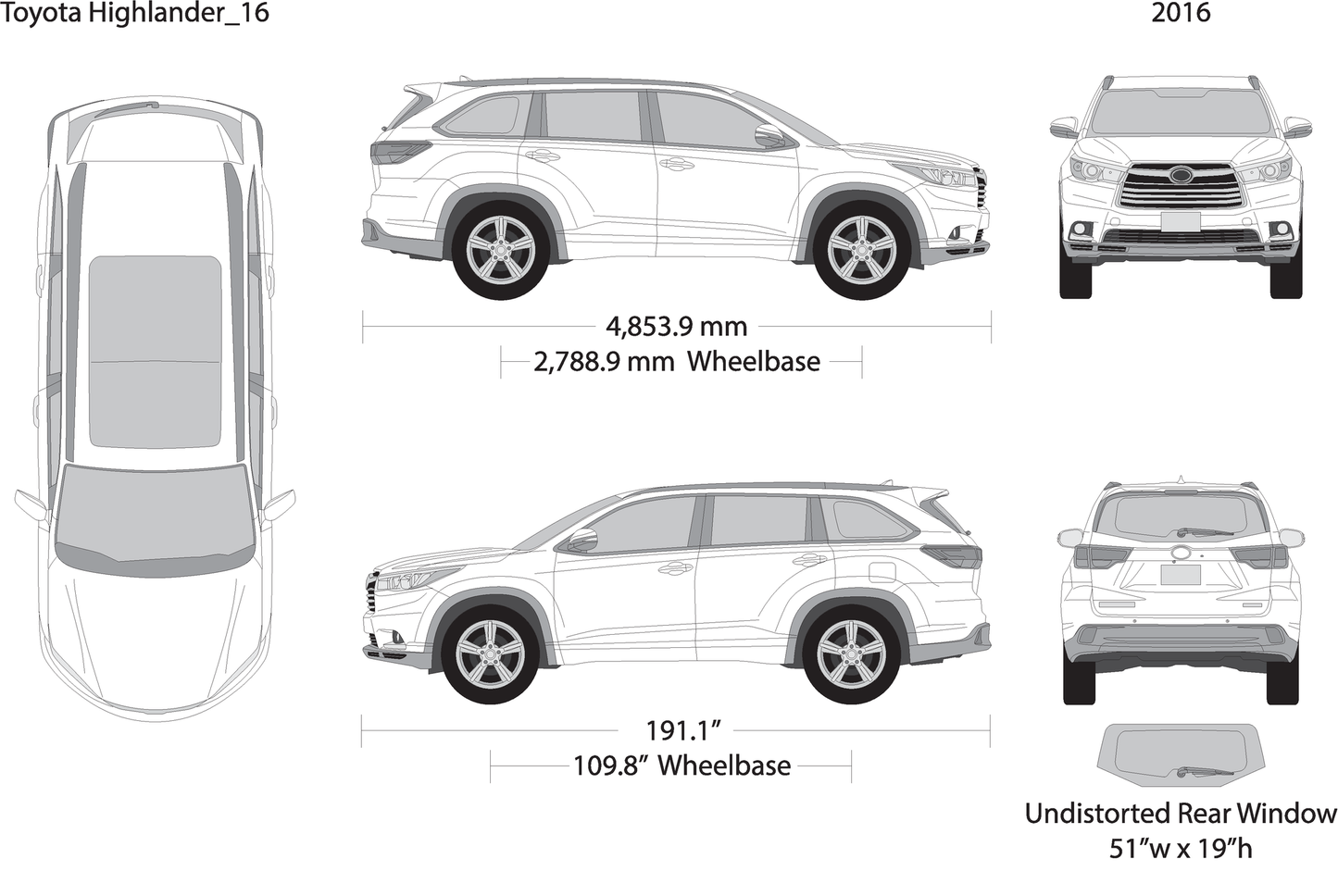 2016 Toyota Highlander V16 Vehicle Wrap Template