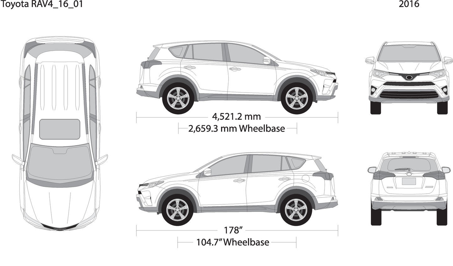 2016 Toyota Rav4 V16 Vehicle Wrap Template